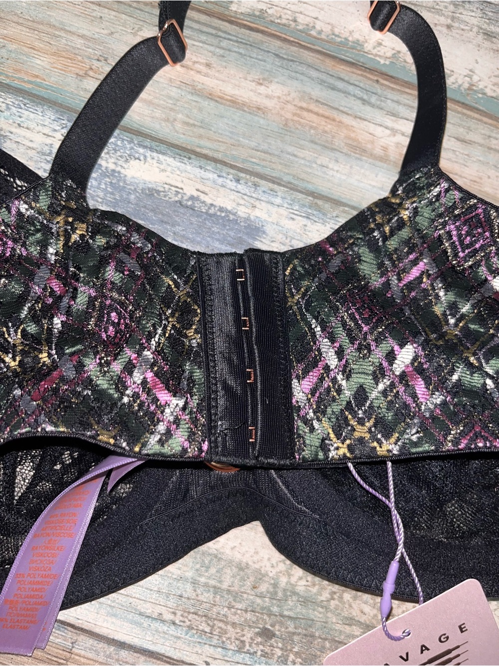 NWT Savage X Fenty A Little Tart Unlined Bra Plaid Lace 34DD - Picture 5 of 6